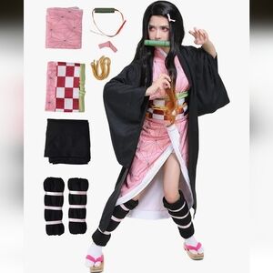 KNY Demon Fighter Red Bean The Chosen Demon Kimono Cosplay Costume- XL